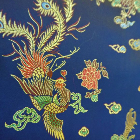 Vintage 90s Clio Black Satin Skirt Asian Dragons Floral Embroidery Bead Fringe 8 - Picture 8 of 12